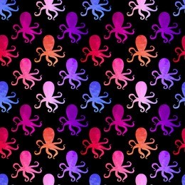 seamless pattern with octopus. colorful mosaic backdrop. background (seamlessly tiling).