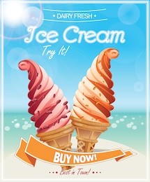 ice cream poster. vector illustration.