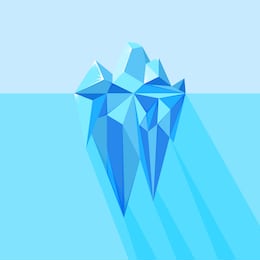 iceberg visible and hidden parts underwater with shadows. polygonal geometric iceberg. vector illustration of blue floating glacier
