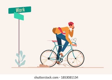 bussinesman riding bycicle to work flat design concept, a man ride bycicle to work vector illustration, ecological transport, urban life