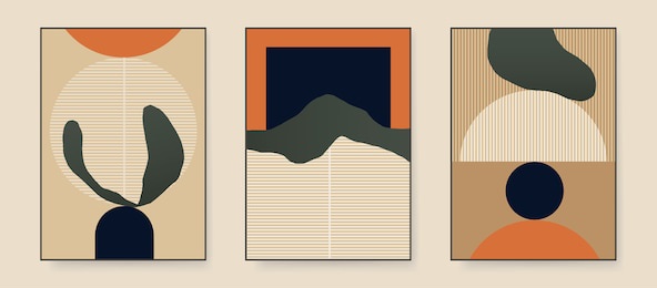 set of minimalist abstract aesthetic illustrations. modern style wall decor. collection of contemporary artistic posters.