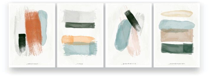 abstract watercolor painting. minimalistic style, pastel colors, scandinavian style. brush strokes and lines drawn with a brush. a set of vector illustrations. 