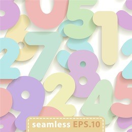 3d joyful seamless pattern of cut paper vector numbers. pastel. eps 10.