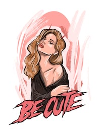 be cute slogan. hand drawn beautiful young woman. fashion woman look. sketch. vector illustration eps 10
