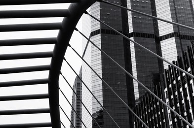 black and white modern building in bangkok / modern building in bangkok