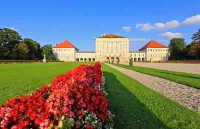 the royal garden at the nymphenburg palace in munich germany