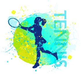 abstract silhouette of a girl playing tennis. vector illustration