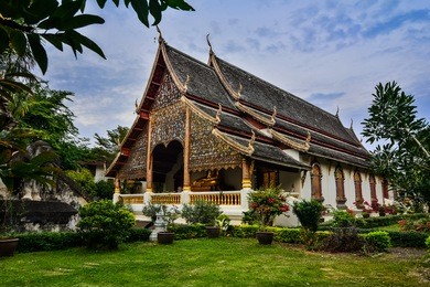 ancient temple, wat chiang man temple in chiang mai, thailand. important attractions
