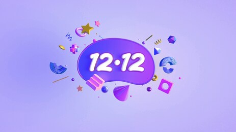 1212 shopping carnival 3d number double twelve on the purple background