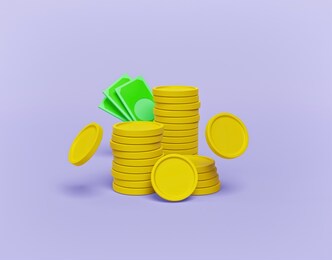 stack of coins isolated. minimal money sign. 3d rendering