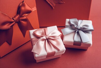 exquisite gift box on red background