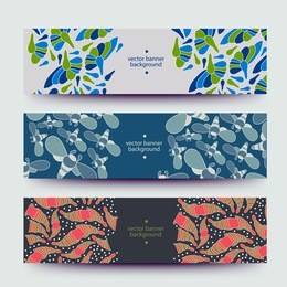 a set of modern vector web banners with varicolored  background. banners for business cards, labels, tags. unique design and interesting solutions. hand drawn illustration and place for your text.