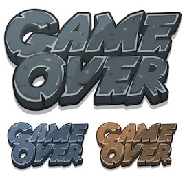 cartoon game over icon/
illustration of a set of cartoon stony and rock game over icons for user interface game