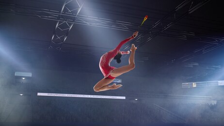 rhythmic gymnast in professional arena.