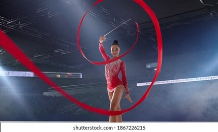 rhythmic gymnast in professional arena.