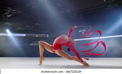 rhythmic gymnast in professional arena.