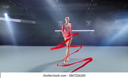 rhythmic gymnast in professional arena.