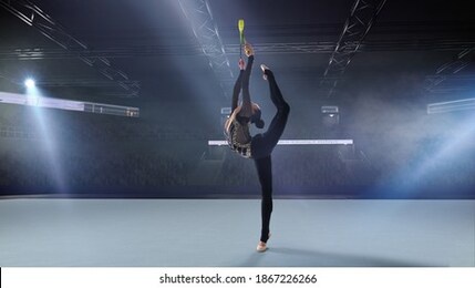 rhythmic gymnast in professional arena.