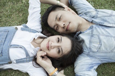 loving couple in the park 