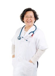 portrait of a smart asian senior female doctor