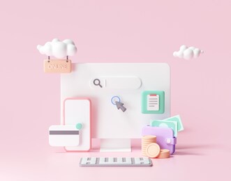 3d rendering online mobile money transfer, secure online payment, and mobile banking concept. 3d illustration