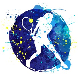 abstract silhouette of  girl playing tennis. vector illustration