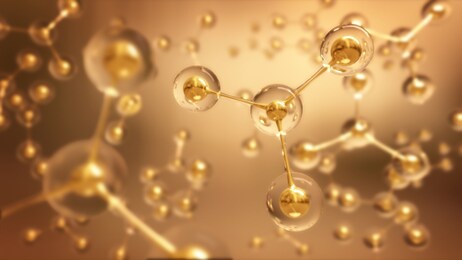 abstract structure background gold molecule or atom,3d rendering