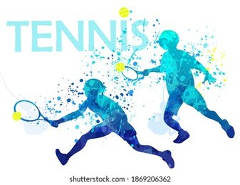 abstract silhouette of tennis players training. vector illustration