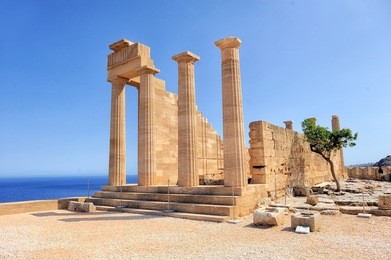 ruins of ancient temple. lindos. rhodes island. greece