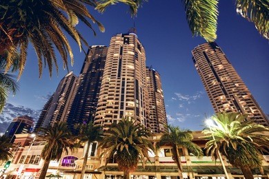 city gold coast, queensland, australia. the city is well-known as luxury resort in australia