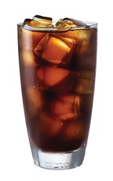 
cold brew iced coffee in a clear cup on a white background
