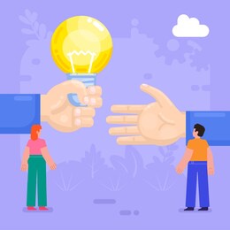 sell or share idea, brainstorm, startup. group of people share ideas. modern vector illustrations