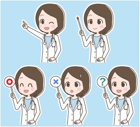 illustration of a female doctor holding a pointer etc.