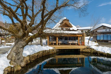 oshino village, after the heavy snow storms in the past 120 years in 20 february 2014