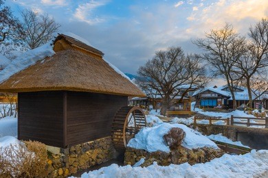 oshino village, after the heavy snow storms in the past 120 years in 20 february 2014