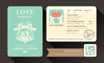 passport wedding invitation card design template