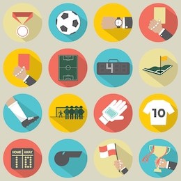 flat design football / soccer icons set 16