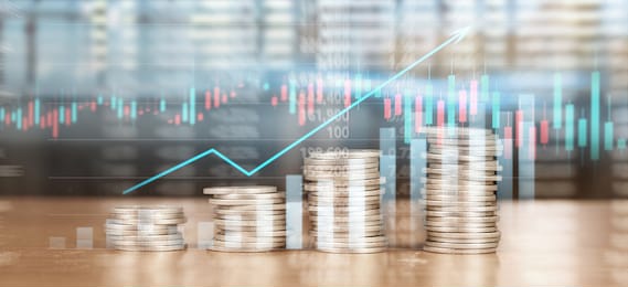 stock market forex trading graph candlestick chart suitable for financial investment concept and coins
