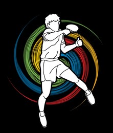 ping pong player, table tennis action cartoon graphic vector