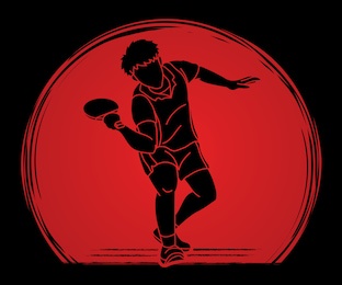 ping pong player, table tennis action cartoon graphic vector