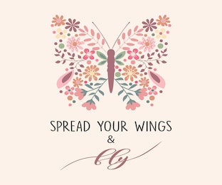 decorative spread your wings and fly slogan with a butterfly composed of cute flowers, vector design for fashion and poster prints