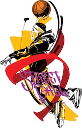 the street basketball player with basketball ball in his hand