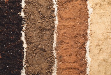 different types of soil as background