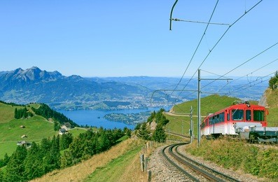 cogwheel railroad on the mt. rigi in switzerland
