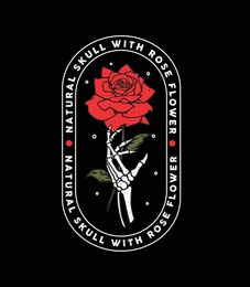 skeleton hand with rose flower design