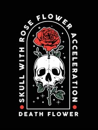 skull with rose flower illustration