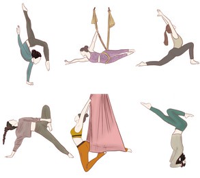 aerial yoga,flying yoga and yoga pose