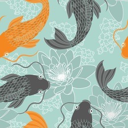 chinese carps seamless pattern