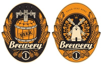 beer labels with the mill and barrel