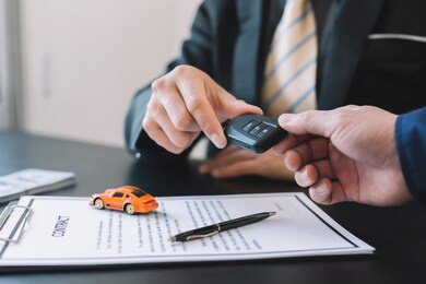 a car rental broker or an auto insurance agent gives the car keys to the customers who come in contact after the agreement has been signed.
